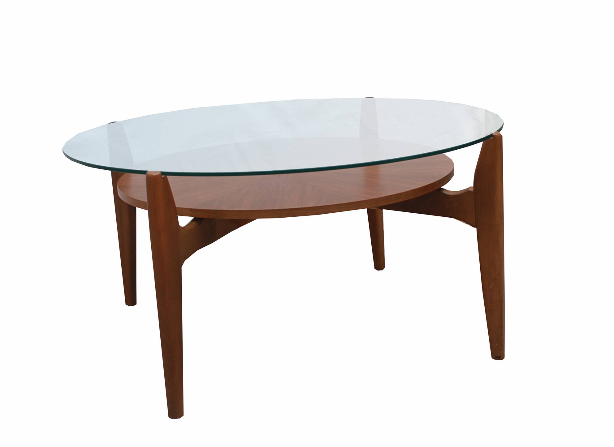 1960s coffeetable in walnut and glass