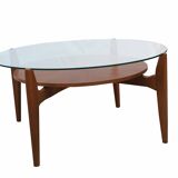 1960s coffeetable in walnut and glass