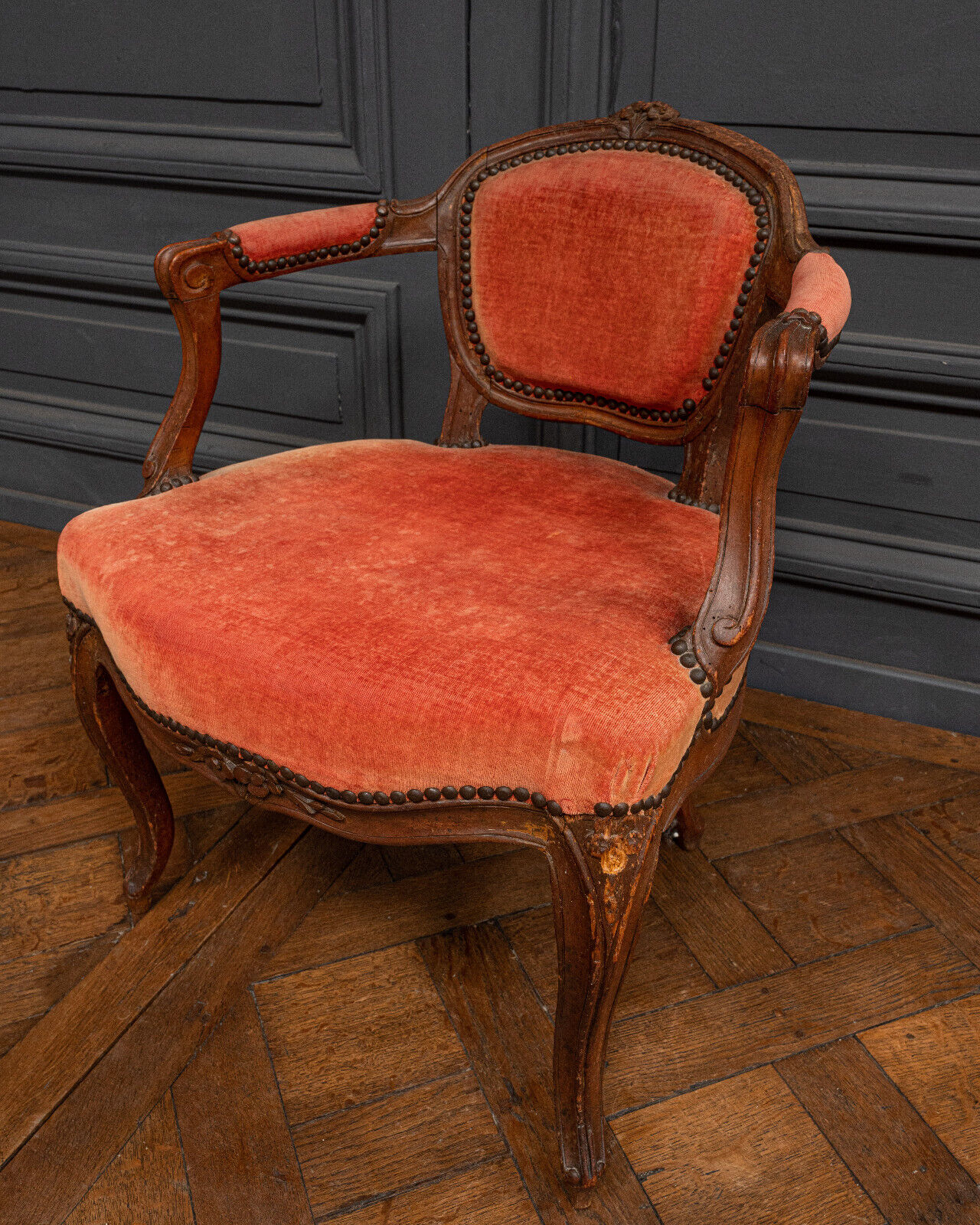 Small convertible armchair Louis XV style late nineteenth velvet