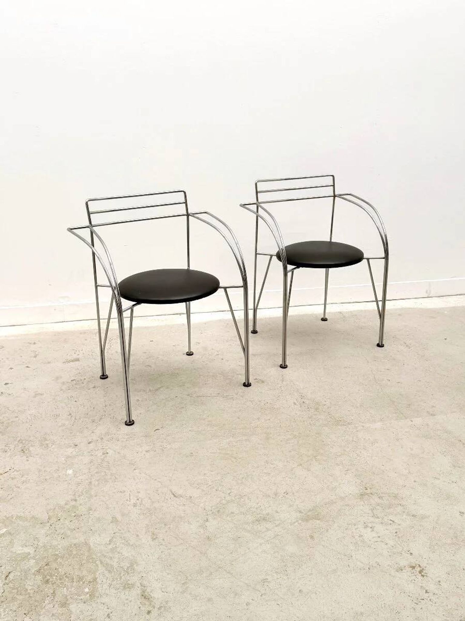 "Silver Moon" chair by Pascal Mourgue for Fermob in chrome and skai, France 1980