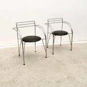 "Silver Moon" chair by Pascal Mourgue for Fermob in chrome and skai, France 1980