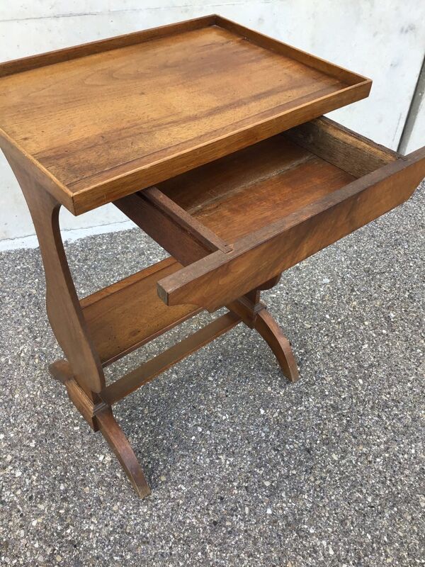 Guéridon vintage art déco style empire noyer 1950