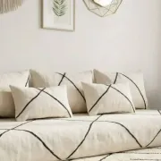 Moroccan floor sofa set in white wool