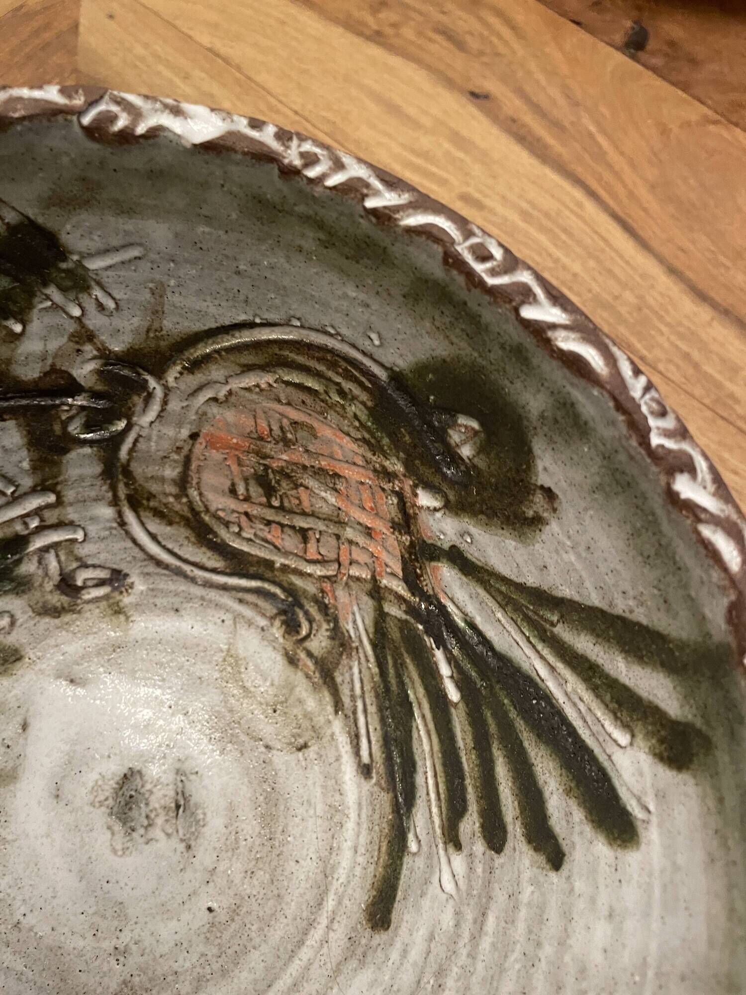 Thirty Albert Saladier in Vallauris ceramic, thistle decoration, signed.