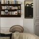 wall-mounted bookcase in wood and black metal, Scandinavian design 1970