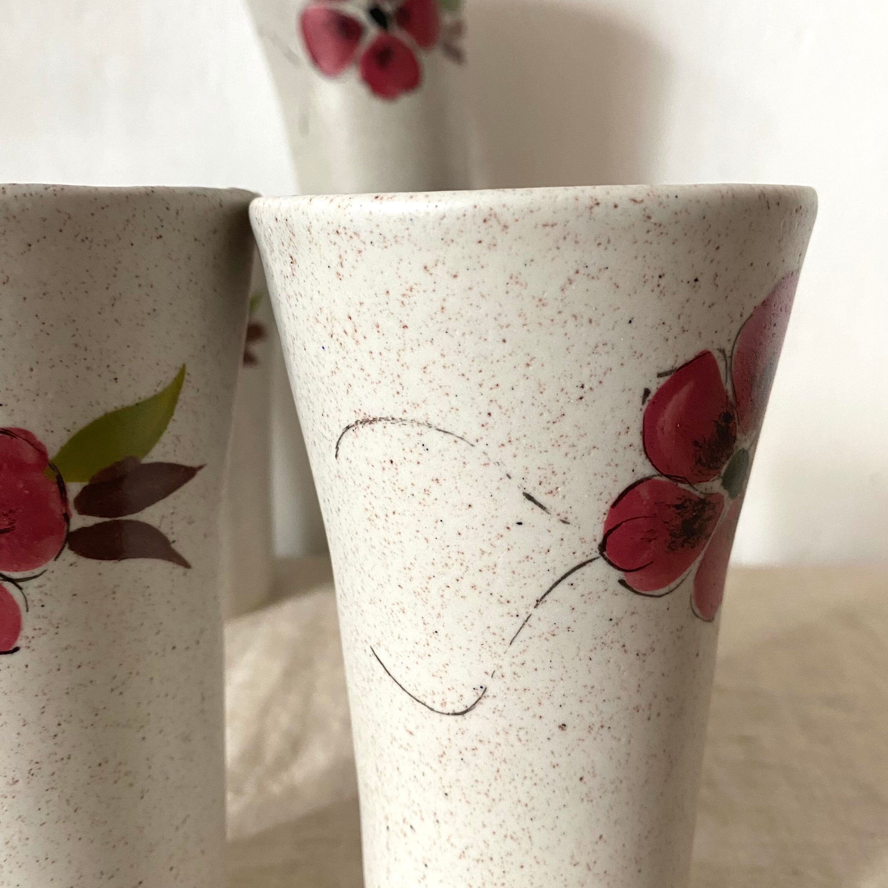 Glasses in vintage floral stoneware