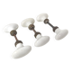 Set of 3 white porcelain button door handles