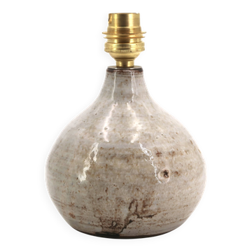 Grey beige stoneware potter's lamp, signed, handmade ceramic from the 1970s.