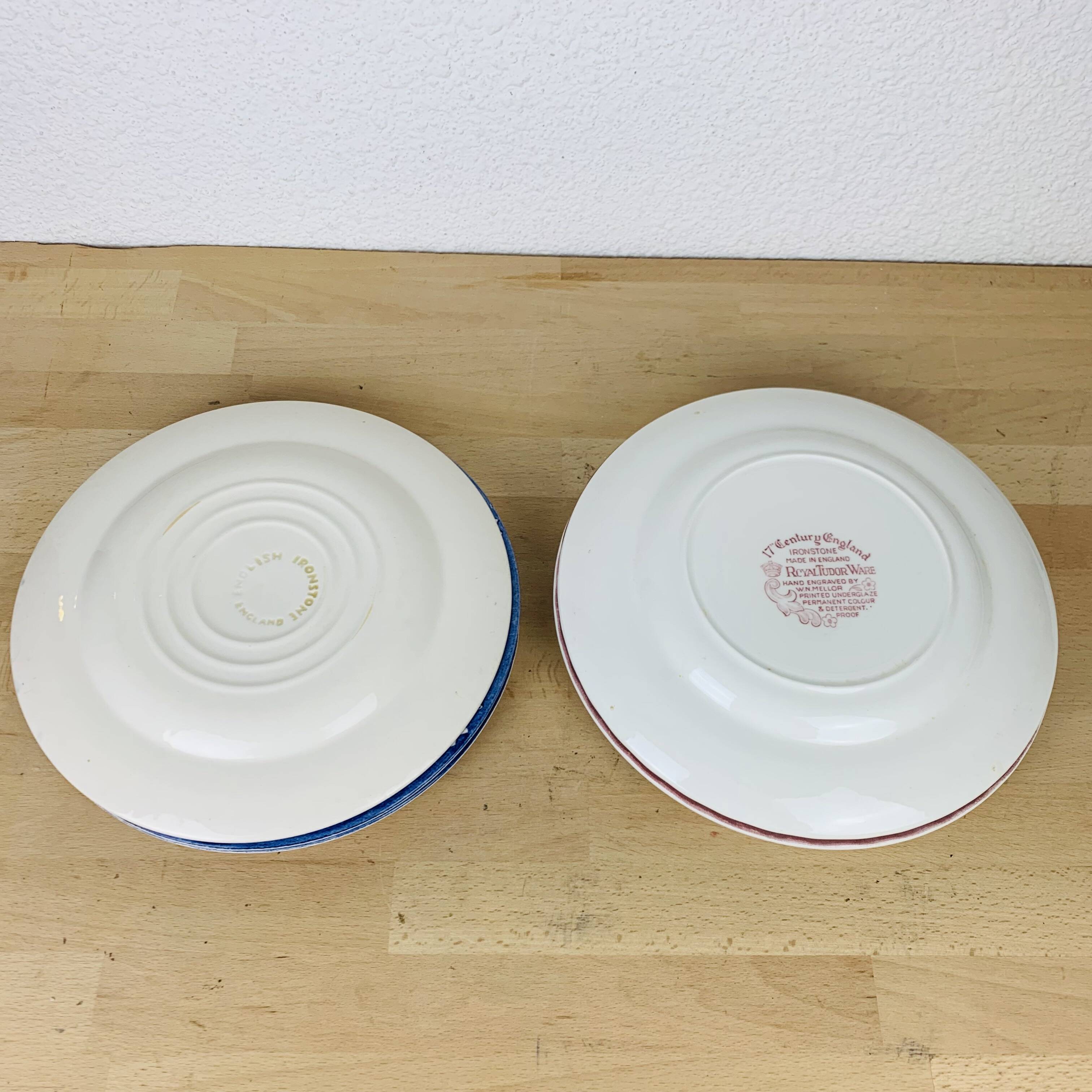 6 Royal Tudor ironstone plates model 17th century England ironstone