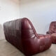 Ensemble canapé et 2 fauteuils vintage en cuir camel patchwork design années 70