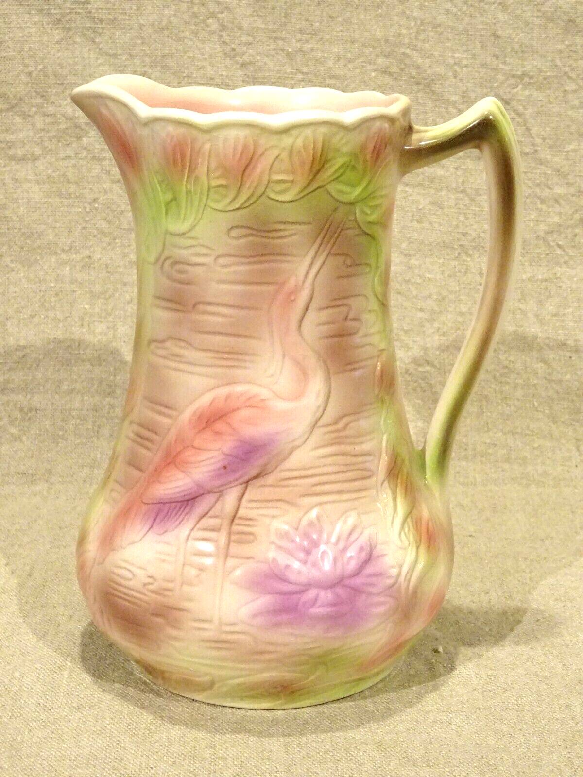 Pitcher pitcher jug slip Saint Clément heron relief decoration