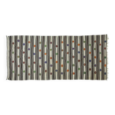Kilim Turc Konya 153x368 cm Motif Fertilité Rayé Blanc Vintage