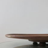 1950s wooden circular flat bowl plate pink beech