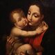 Peinture religieuse antique de la Madone et l'Enfant du XVIIIe siècle