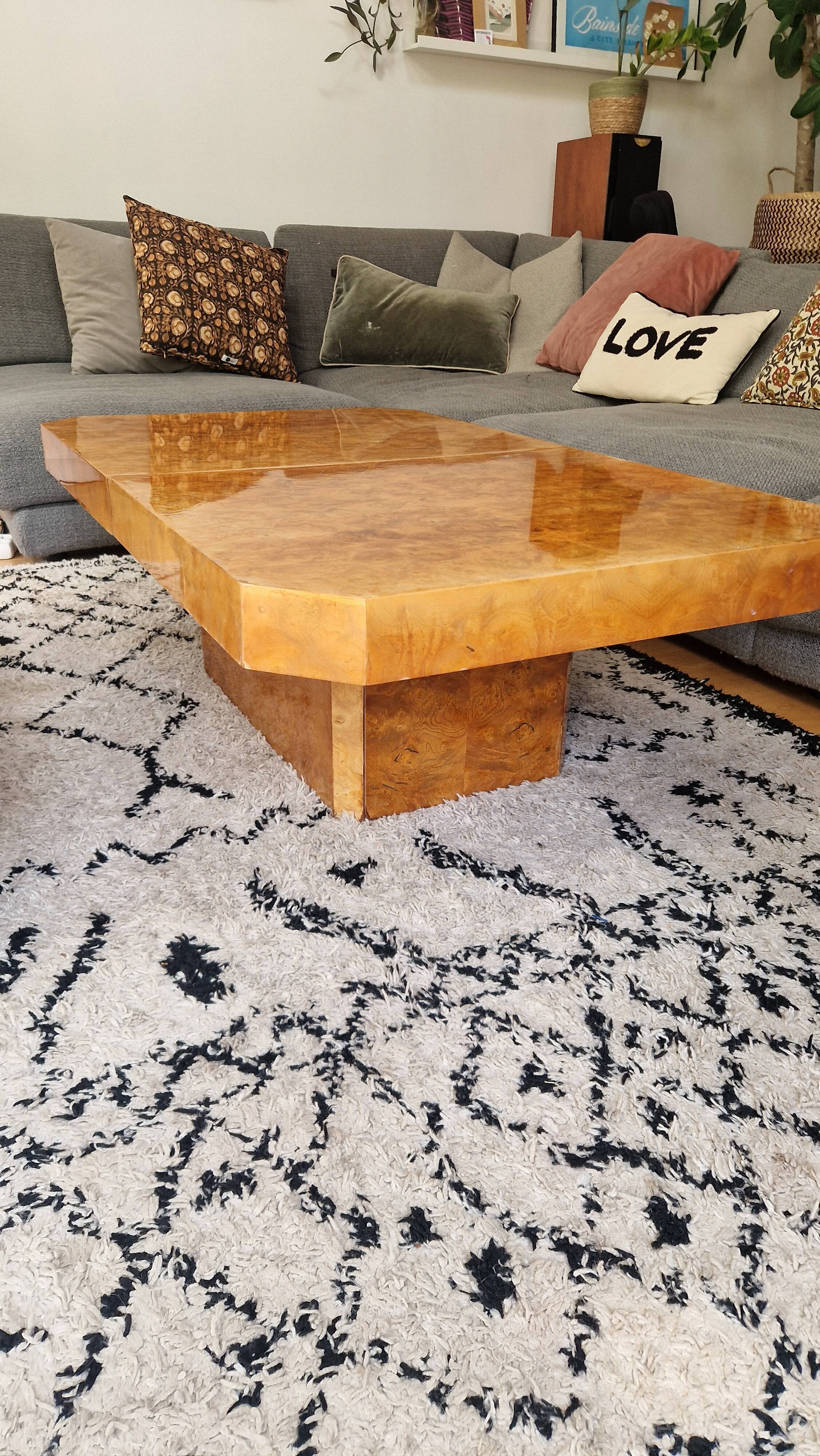 Elm burl coffee table, 1970