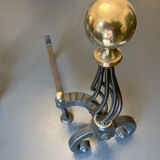 Chenets modernist bronze and cast iron