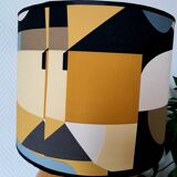 Large glazed pottery lamp and custom lampshade