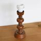 Table lamp, turned wooden base from the 1960s and sky blue gingham shade.
