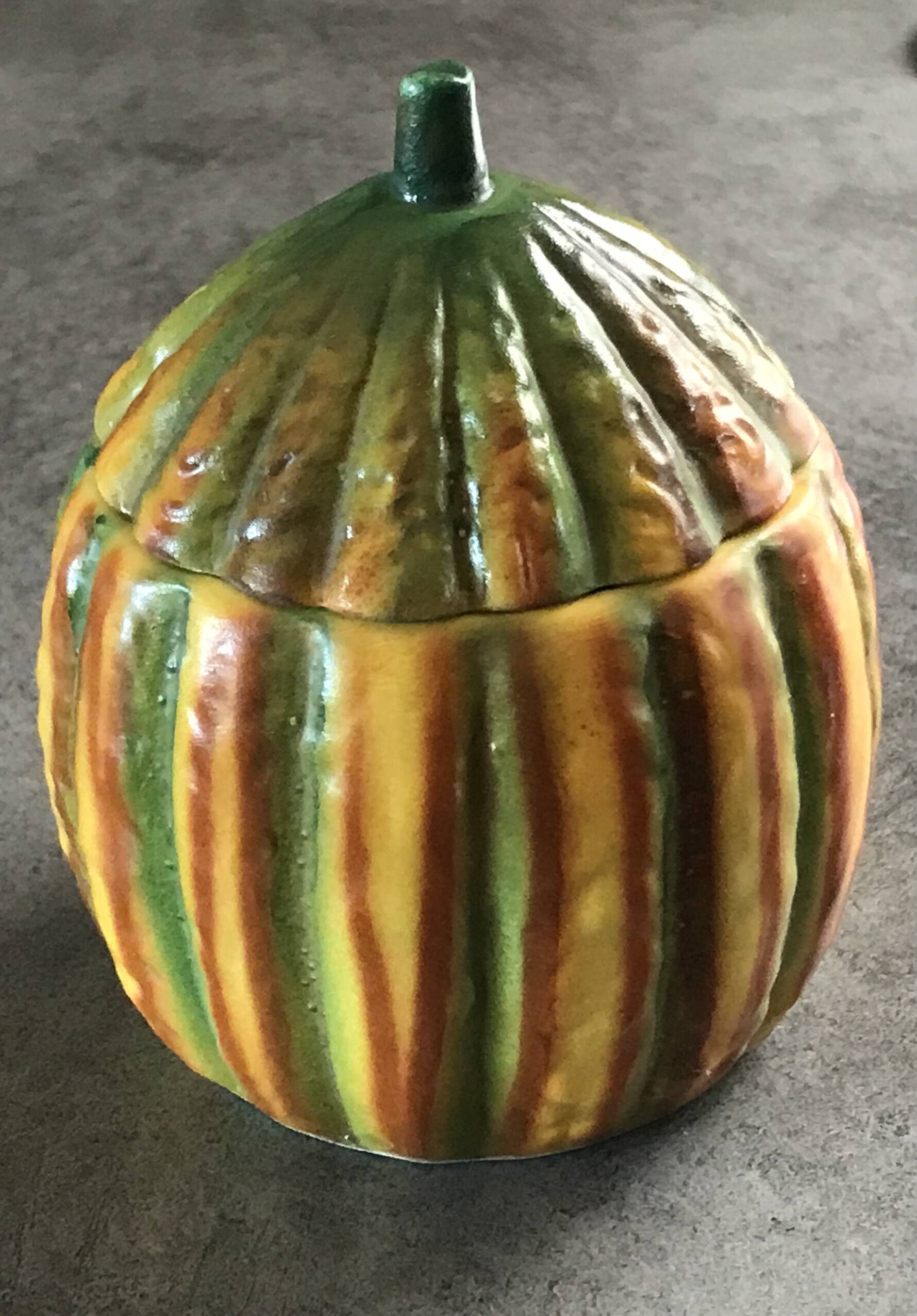 Vintage ceramic sugar bowl by Barettoni Nove, melon shape, Italy