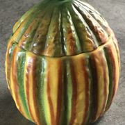 Vintage ceramic sugar bowl by Barettoni Nove, melon shape, Italy