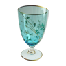 Baccarat enamelled crystal glass Legras: Blueberries with golden stems, short balustre foot