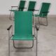Set of 4 folding chairs with green canvas and aluminum frame