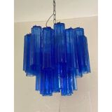 Contemporary blue "tronchi" murano glass sputnik chandelier