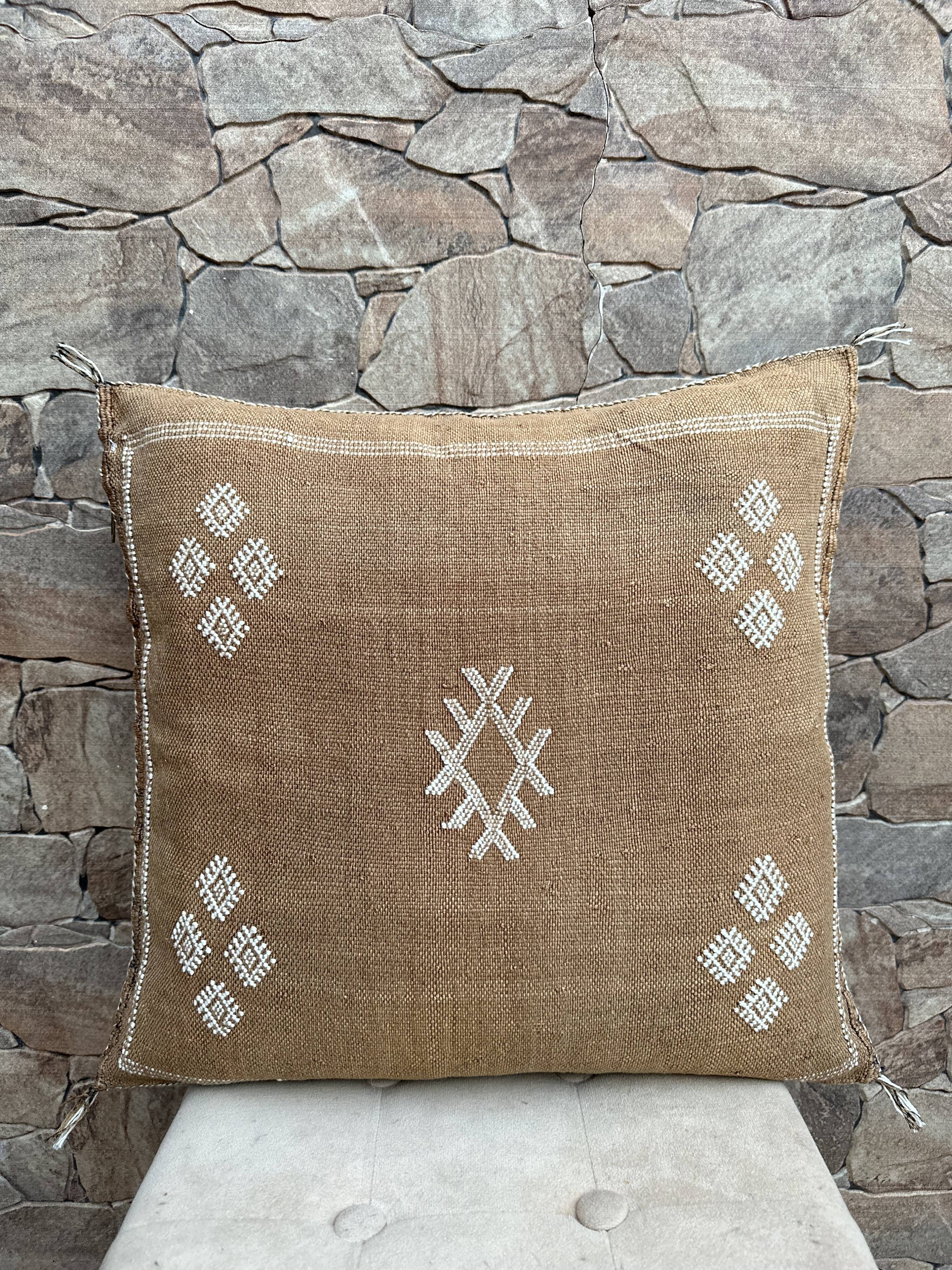 Cactus silk cushion cover: Handwoven Moroccan Sabra cushion