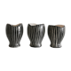 Series of 3 black and white ceramic pots 1950