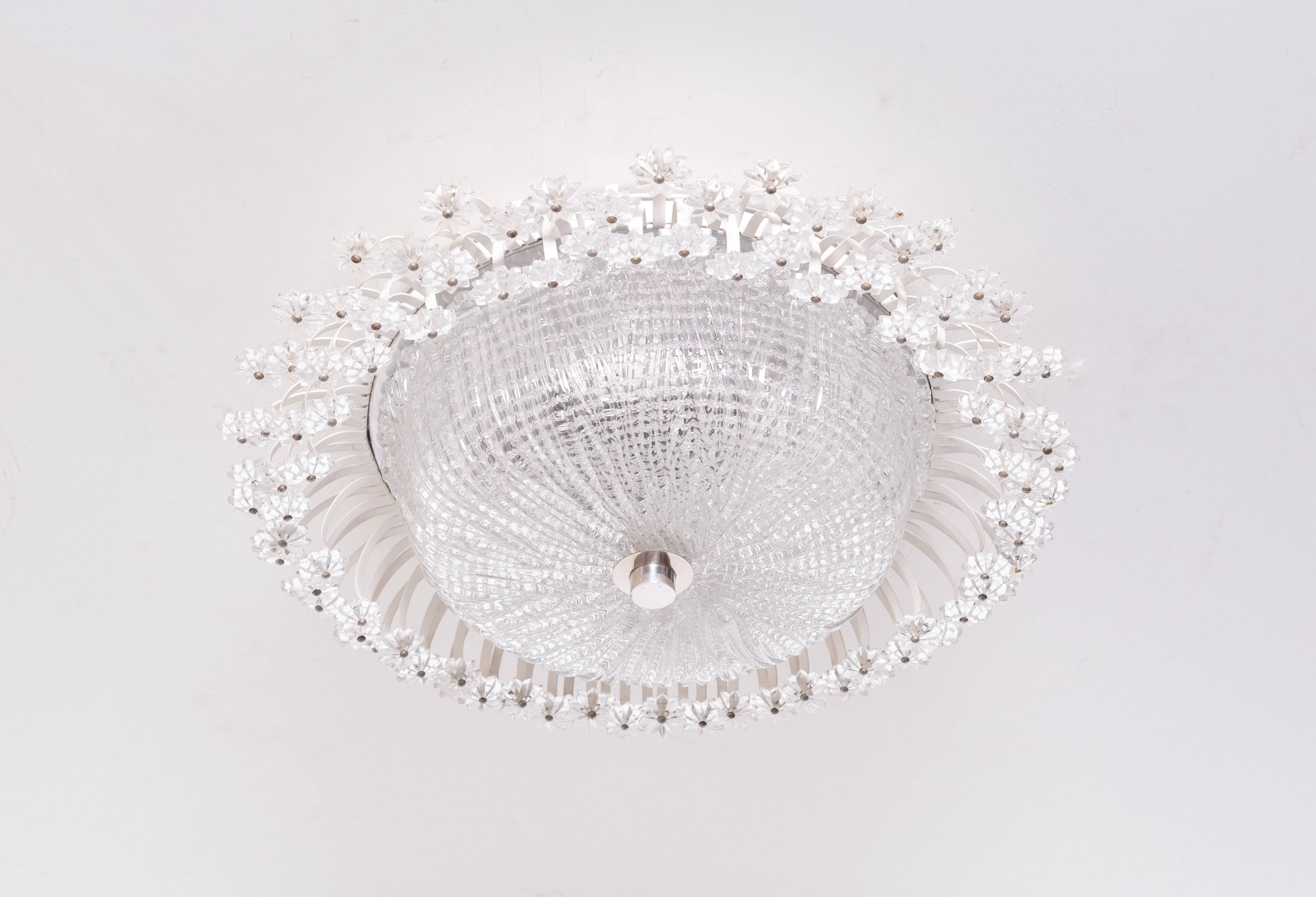 Floral Mid-Century Modern Flush Lamp Emil Stejnar 1960s Austria