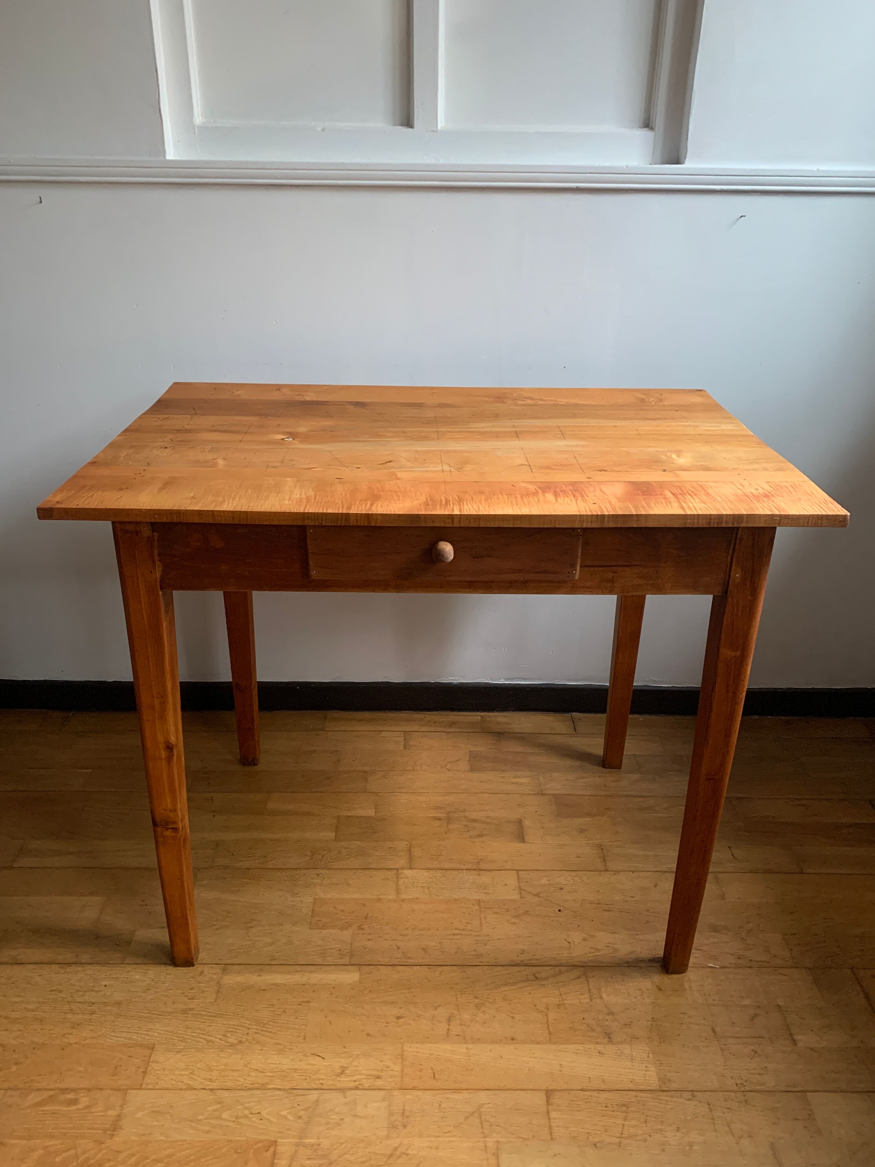 Wooden farmhouse table