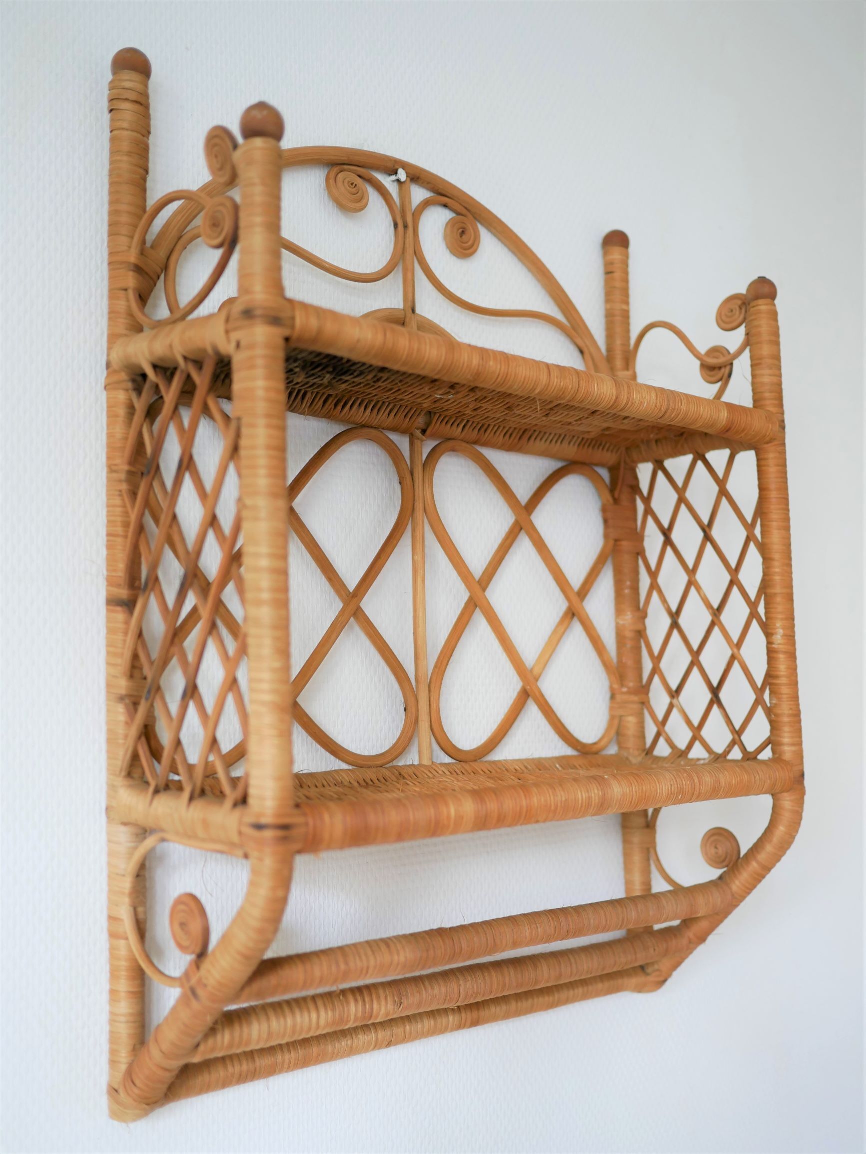 Rattan wall shelf