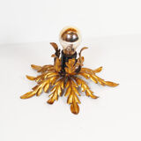 Small gilded floral flush mount light, Germany 1960s