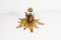 Small gilded floral flush mount light, Germany 1960s