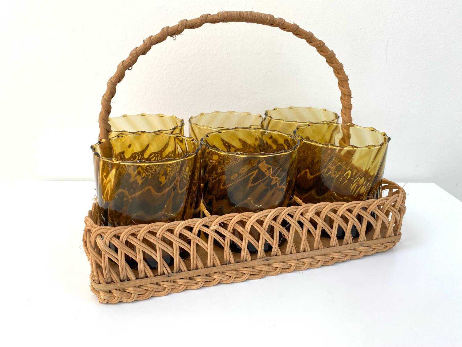 1970s rattan glass holder