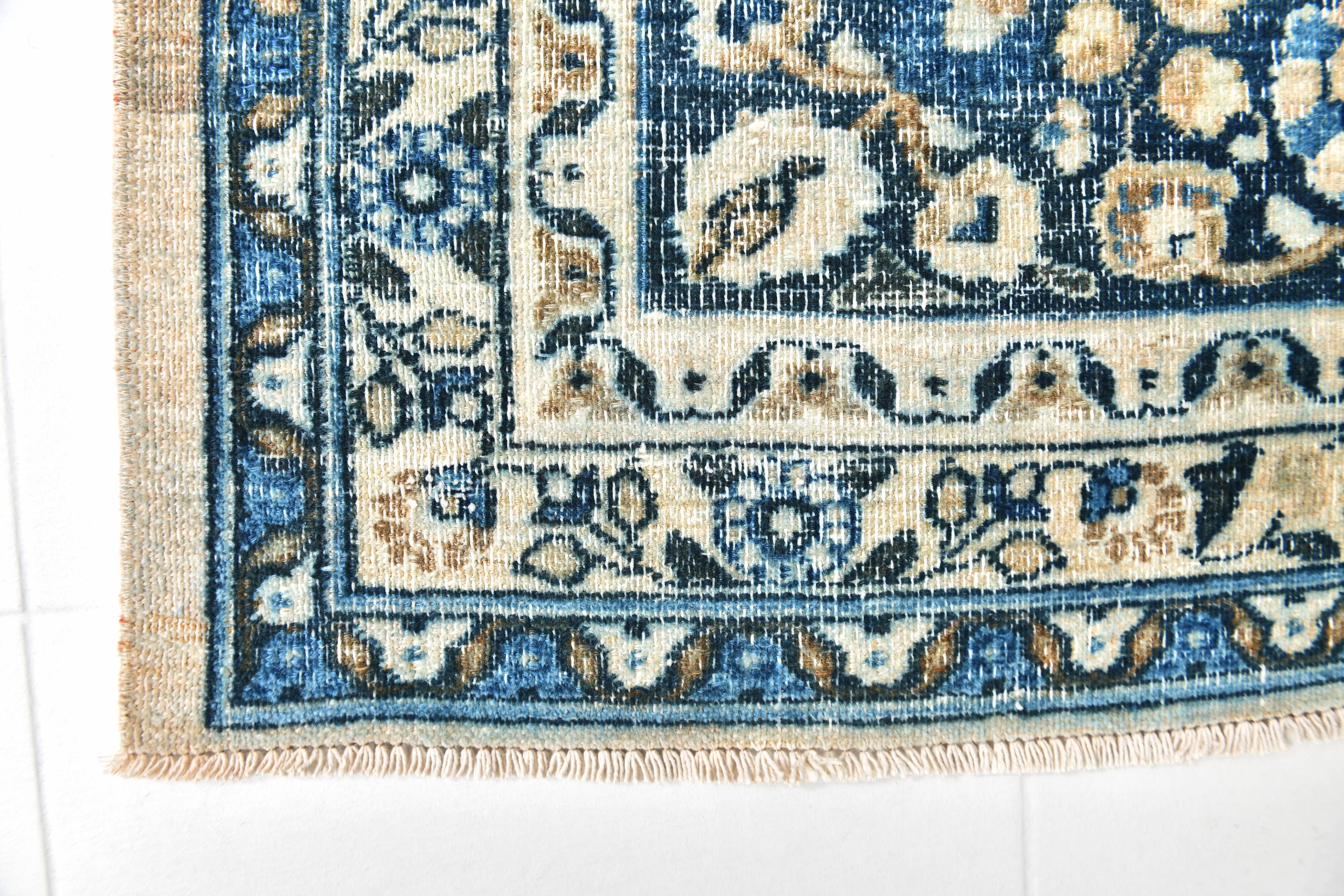 8x11 Rug For Living Room Navy Blue Antique Persian Rug, 260x343Cm