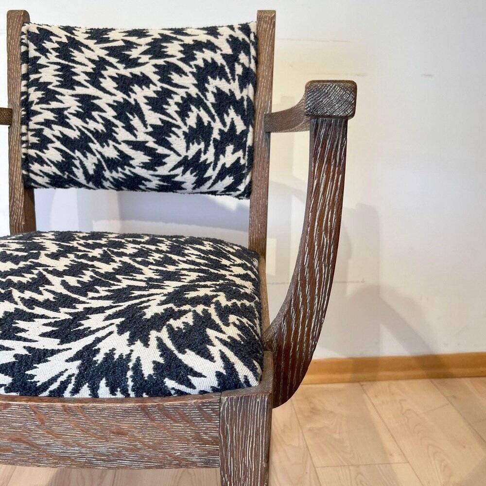 Art Deco Armchair in Limed Oak by De Coene Fères, 1935