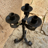 Antique wrought iron candle holder