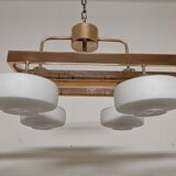 Arlus chandelier with 6 lights in opaline and brass from the 60s/70s