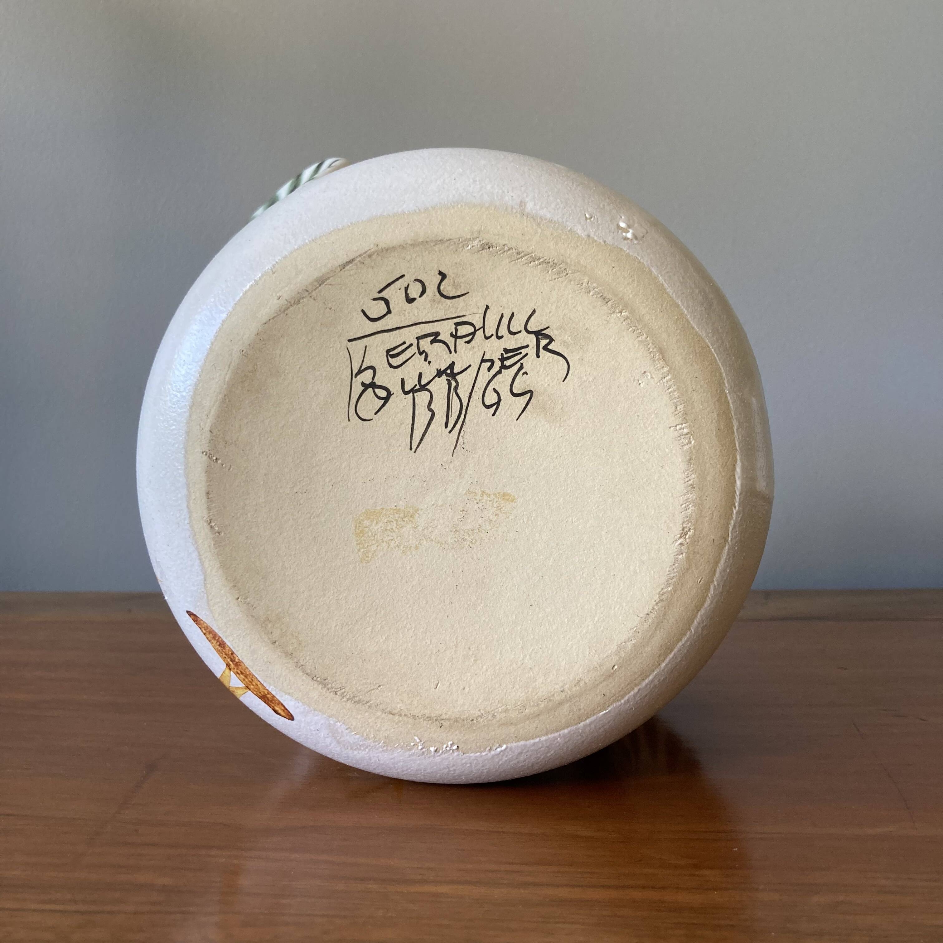 Vintage pot holder or flower pot in enamelled sandstone from Quimper by Keraluc