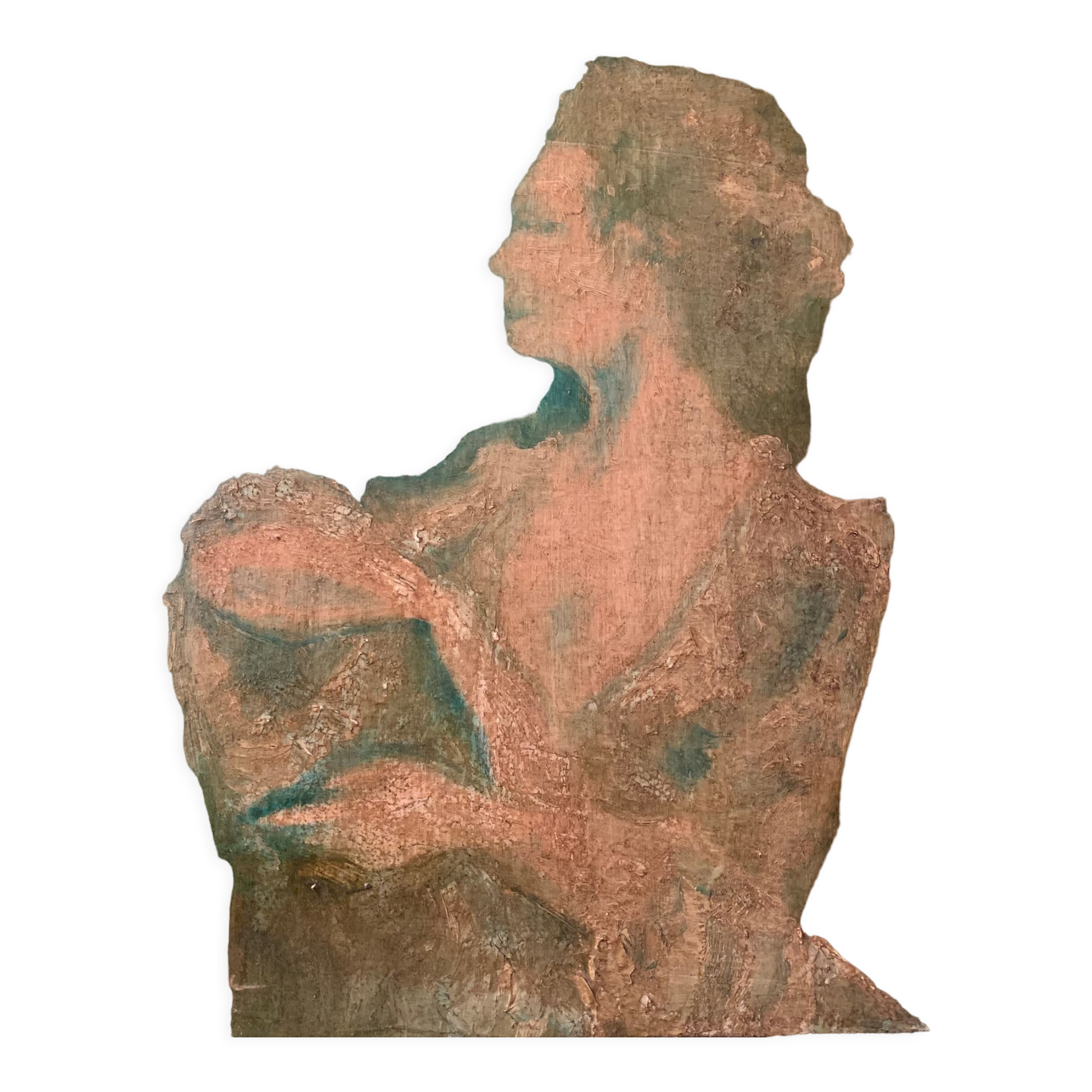 Oil on wood carried woman Versailles