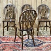 Set of 4 English chairs in beech and oak, made in the 70s