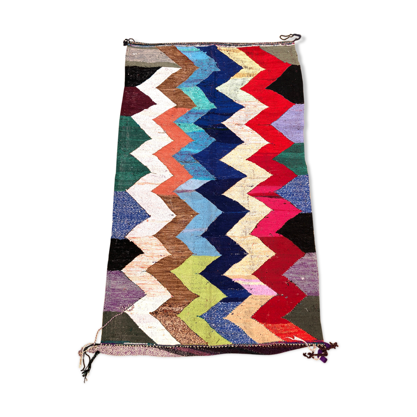 Moroccan Berber carpet Kilim Boucherouite 2.05x1.24m