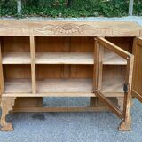 Vintage solid wood art deco 1950s display cabinet