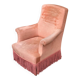 Fauteuil crapaud en velours rose saumon 1950
