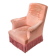 Fauteuil crapaud en velours rose saumon 1950