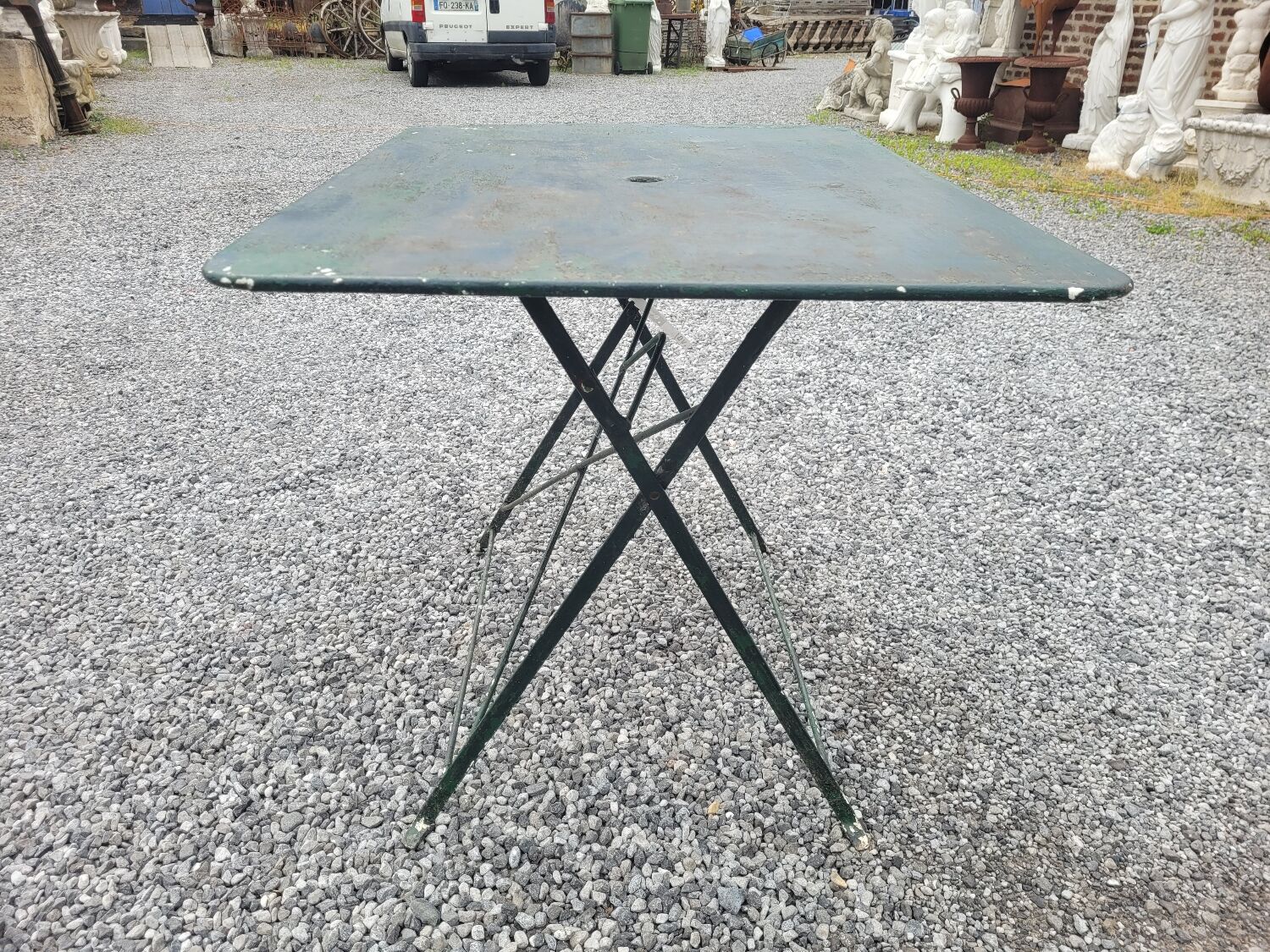 Old folding iron garden table