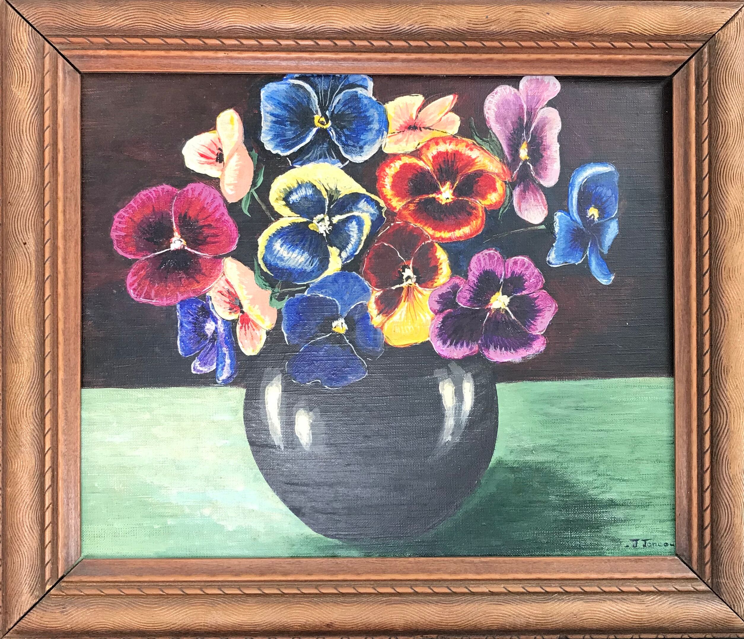 Peinture bouquet de pensées