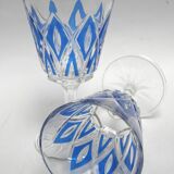6 water glasses VMC Reims Harlequin blue