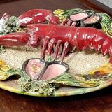 Large trompe l'oeil pottery seafood plate